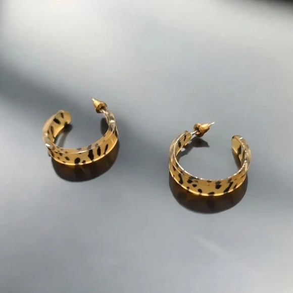 Gold Plated Acrylic Hoop Earrings - Picture 1 of 2
